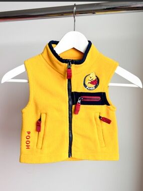 Vtg 90s Disney Winnie The Pooh Fleece Colorblock Vest P to P: 11.75” L: 13”